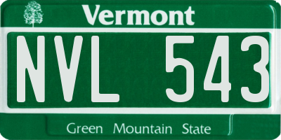 VT license plate NVL543