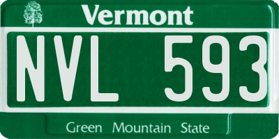 VT license plate NVL593
