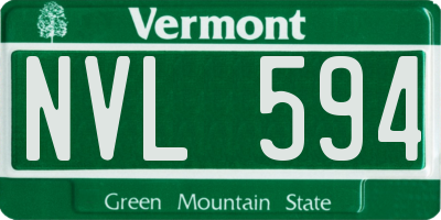 VT license plate NVL594