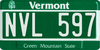 VT license plate NVL597