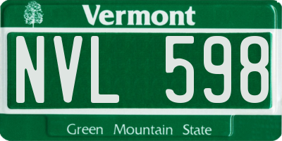 VT license plate NVL598