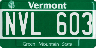 VT license plate NVL603