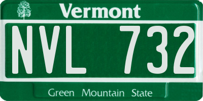 VT license plate NVL732