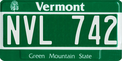 VT license plate NVL742