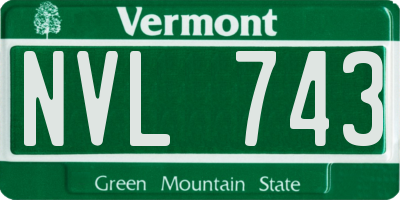 VT license plate NVL743