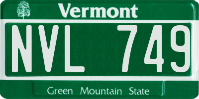 VT license plate NVL749