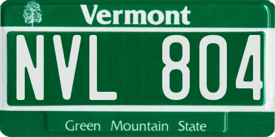 VT license plate NVL804