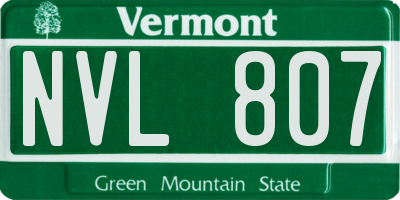 VT license plate NVL807