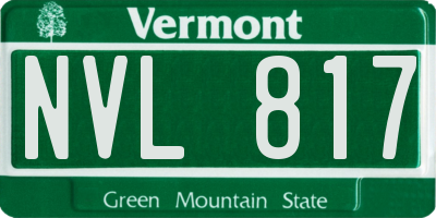 VT license plate NVL817