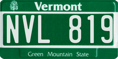 VT license plate NVL819
