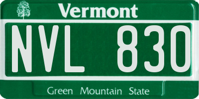 VT license plate NVL830
