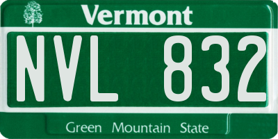 VT license plate NVL832