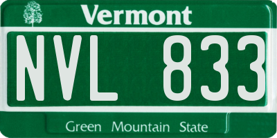 VT license plate NVL833