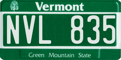 VT license plate NVL835