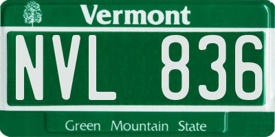 VT license plate NVL836