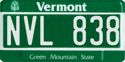 VT license plate NVL838