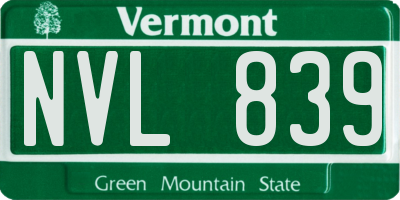 VT license plate NVL839
