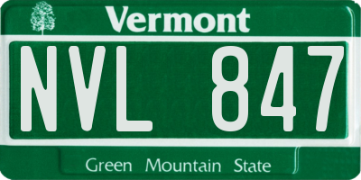 VT license plate NVL847
