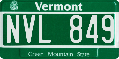 VT license plate NVL849