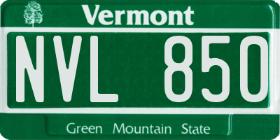VT license plate NVL850