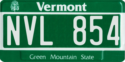 VT license plate NVL854