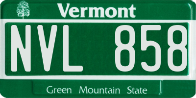 VT license plate NVL858