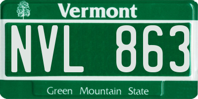VT license plate NVL863