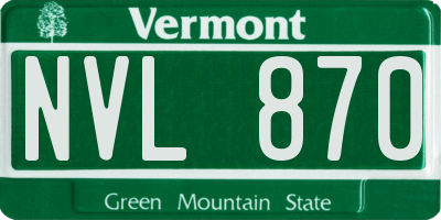 VT license plate NVL870