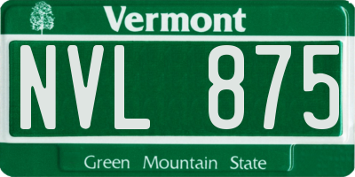 VT license plate NVL875