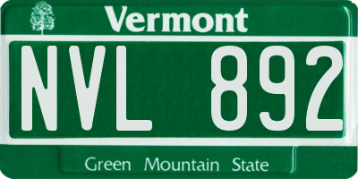 VT license plate NVL892