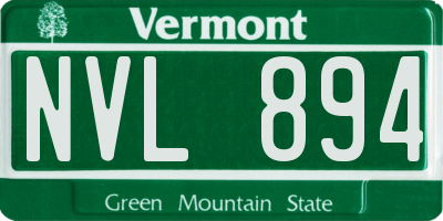 VT license plate NVL894