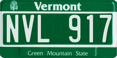 VT license plate NVL917