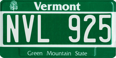 VT license plate NVL925