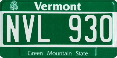 VT license plate NVL930