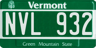 VT license plate NVL932