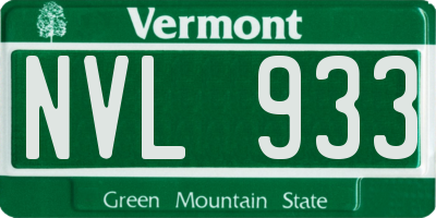 VT license plate NVL933