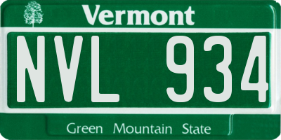 VT license plate NVL934