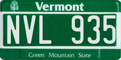 VT license plate NVL935