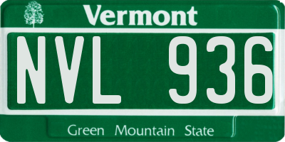 VT license plate NVL936