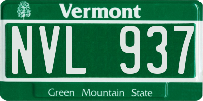 VT license plate NVL937