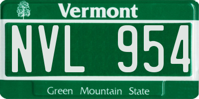 VT license plate NVL954