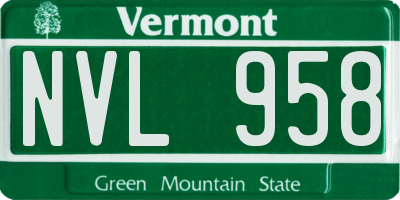 VT license plate NVL958