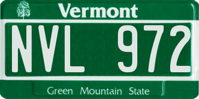 VT license plate NVL972