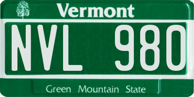 VT license plate NVL980