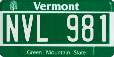 VT license plate NVL981