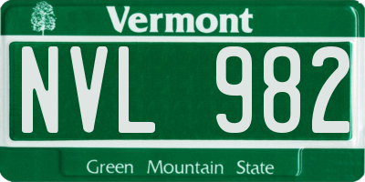 VT license plate NVL982
