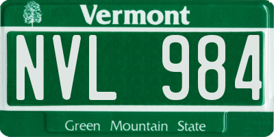 VT license plate NVL984