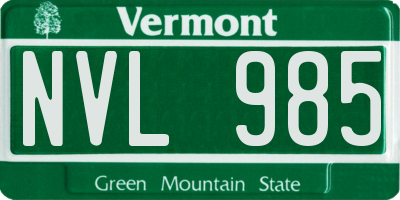 VT license plate NVL985
