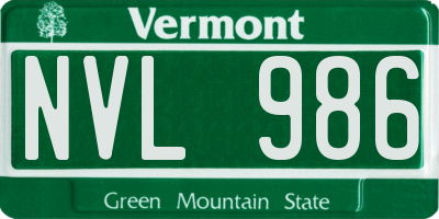 VT license plate NVL986