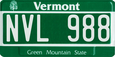 VT license plate NVL988